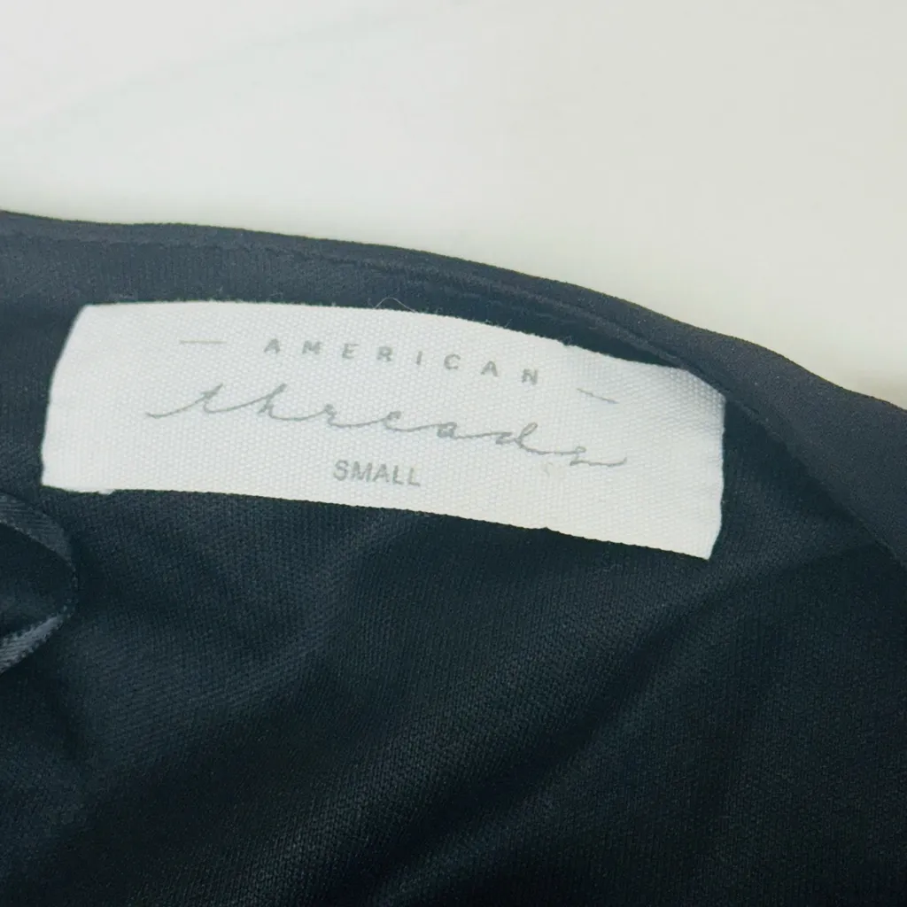 American Threads Black Ruffle Mini Dress Size Small - Image 2