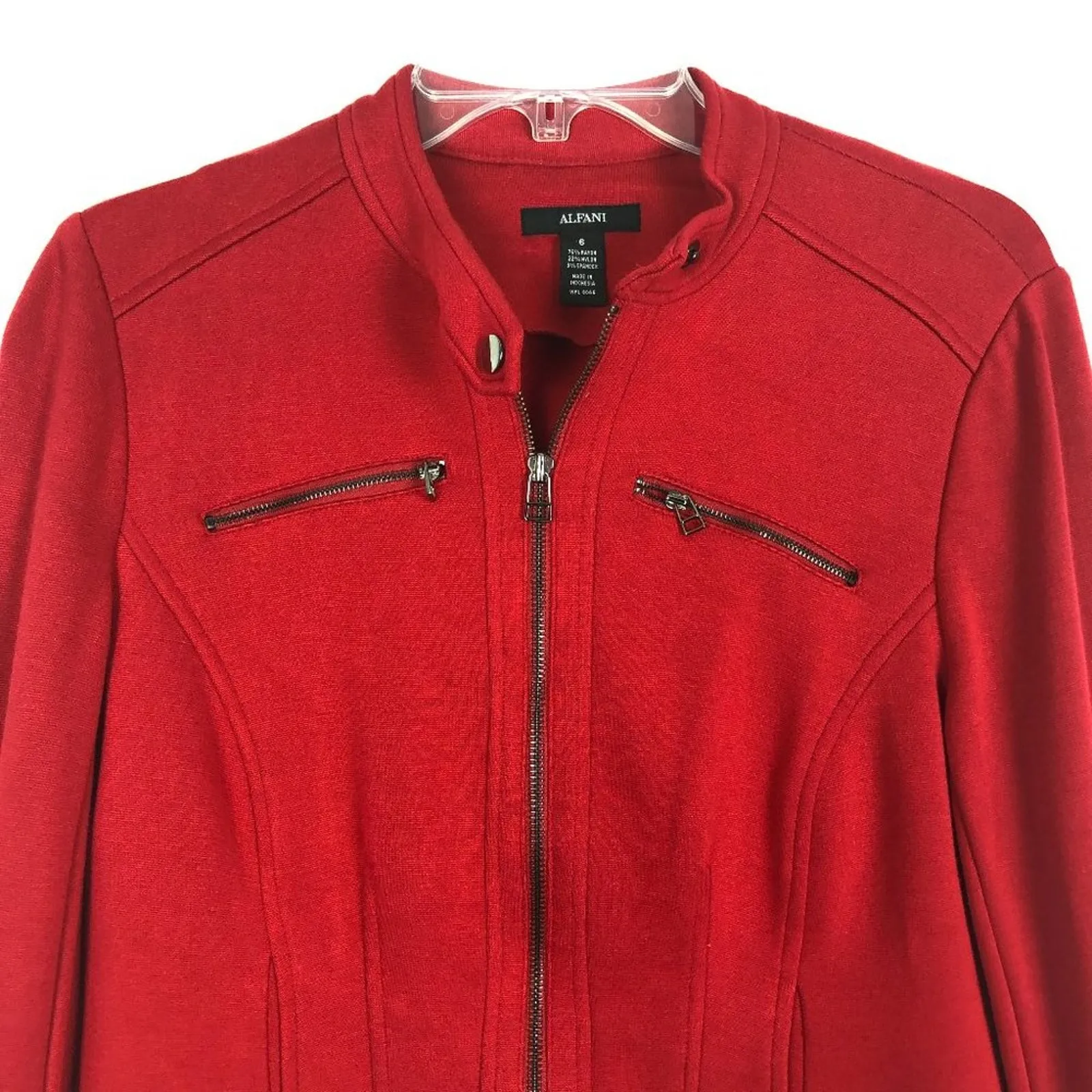 Alfani Women's Red Full Zip Jacket Size 6 - Image 3