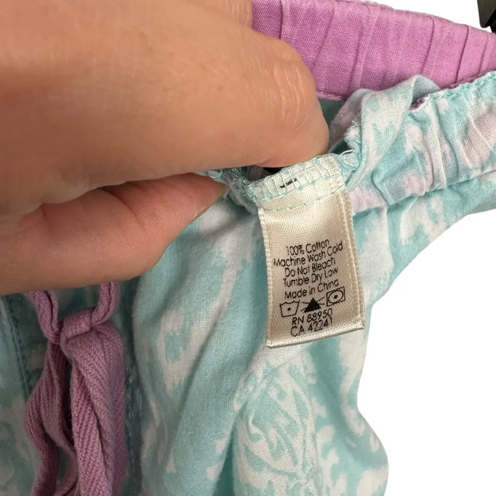 P.J. Salvage Aqua Blue Purple Cotton Drawstring Pajama Lounge Pants Size Large - Image 3