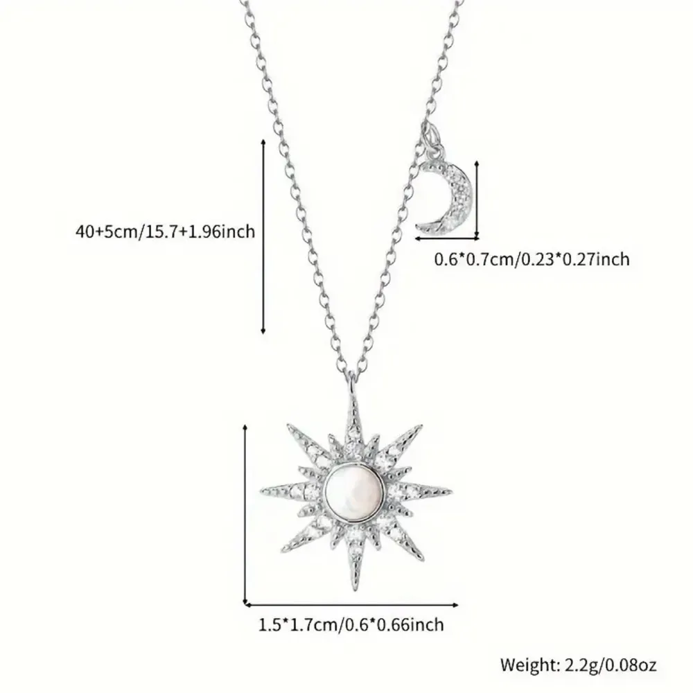 925 Sterling Silver Sun and Moon Opal Necklace New in Packaging - Image 2