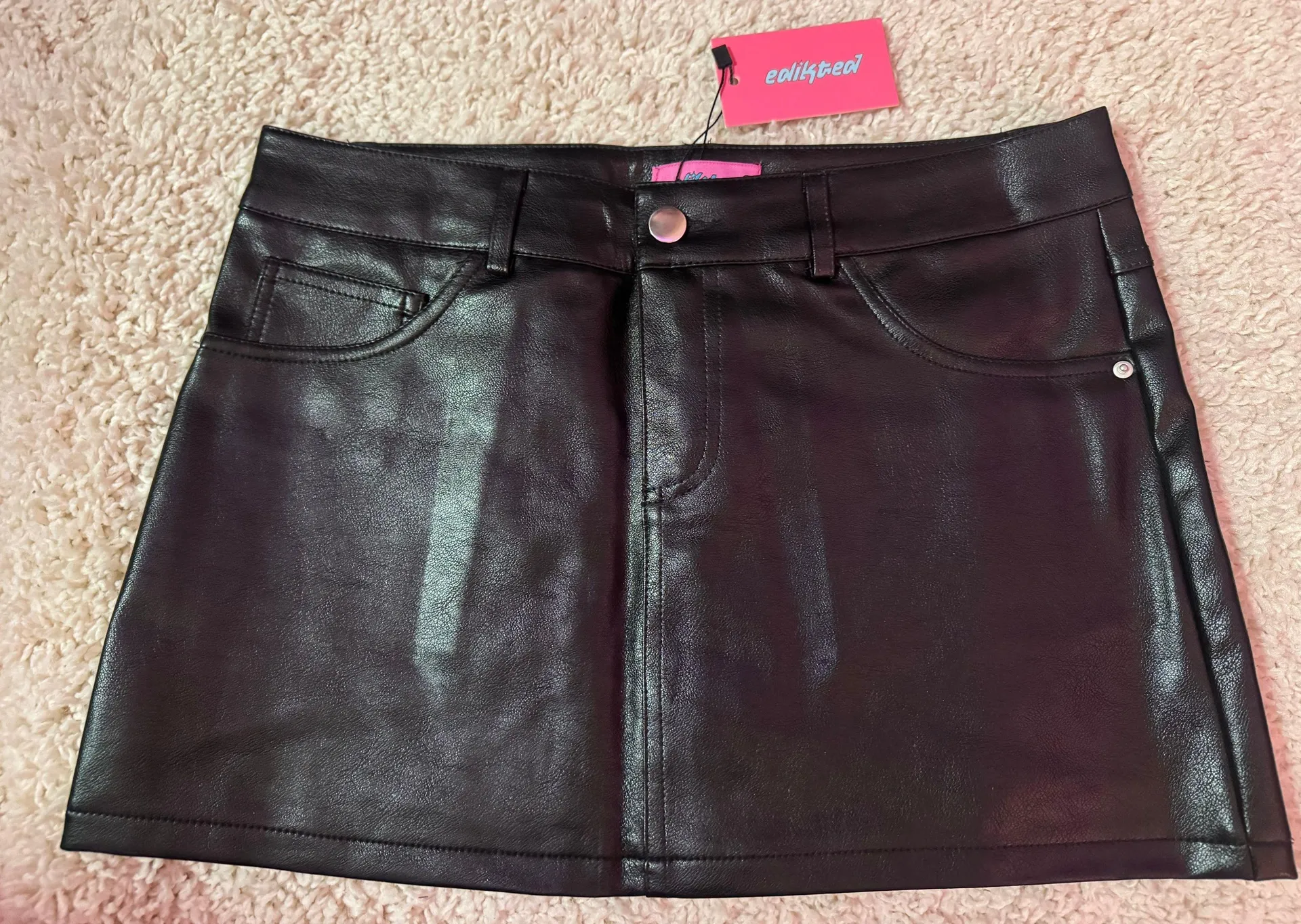 New  black leather mini skirt - Image 4