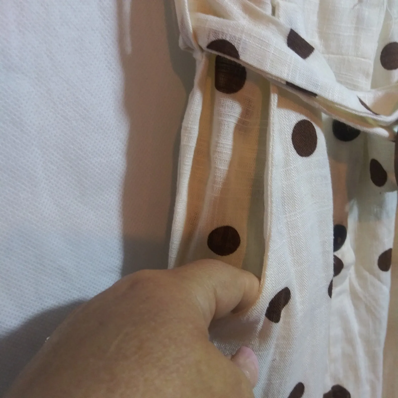 Monteau Juniors Linen Polka Dot Belted Sleeveless Jumpsuit Beach Size Small - Image 4