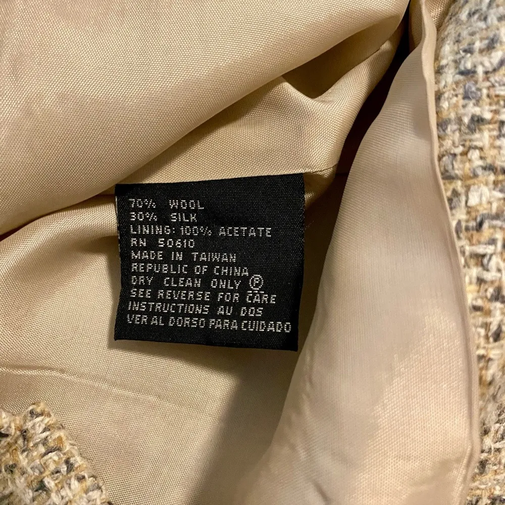 Kasper & Company ASL Tan Lined Wool Blazer Jacket - Image 7