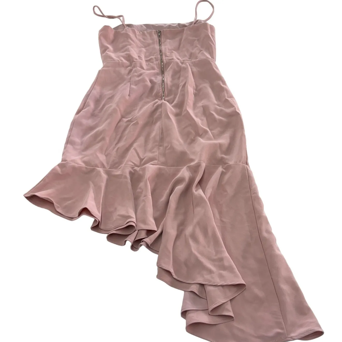 Superdown Dress‎ Womens Medium Pink Malaya Asymmetric Ruffle Flounce Hem Midi - Image 4