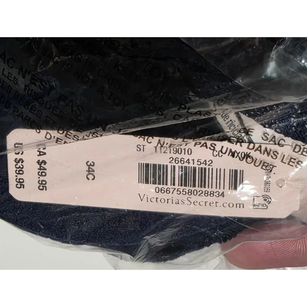 Victoria's Secret Sexy Tee Posey Lace Lightly Lined Racerback Demi Bra Noir Navy - Image 7