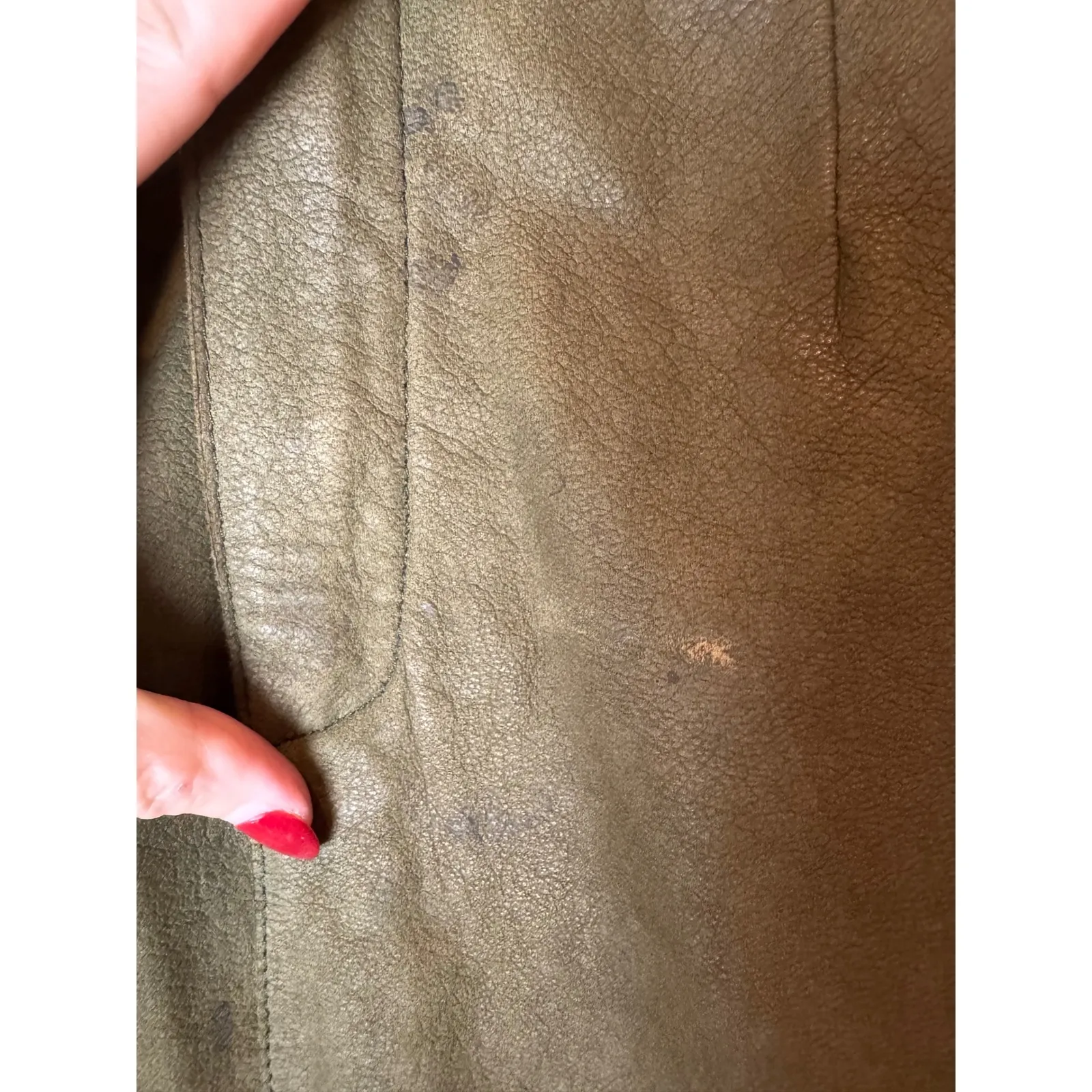 Philosophy di Alberta Ferretti Skirt Women 10 Olive Green Leather A Line Mini‎ - Image 8