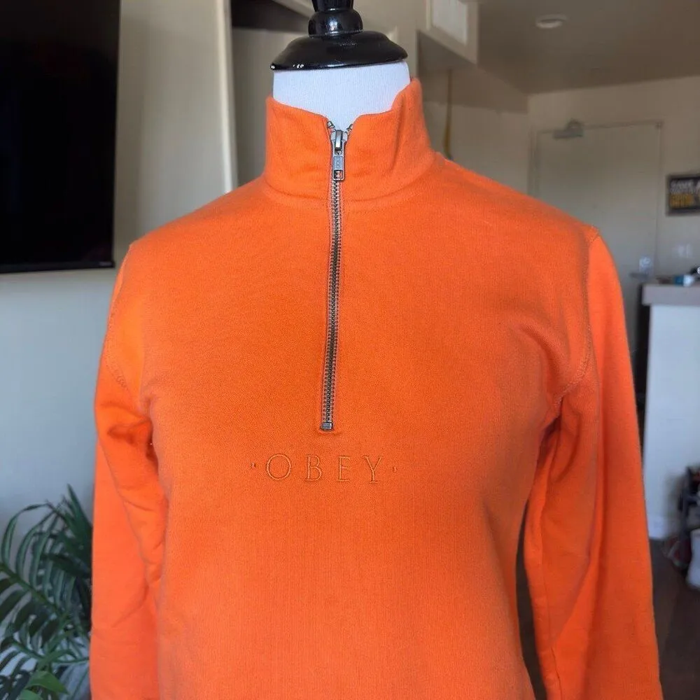 obey anya orange quarter zip sweater - Image 3