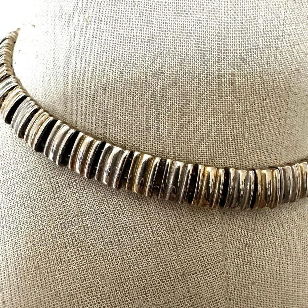 Silver gold tone choker necklace - Image 3