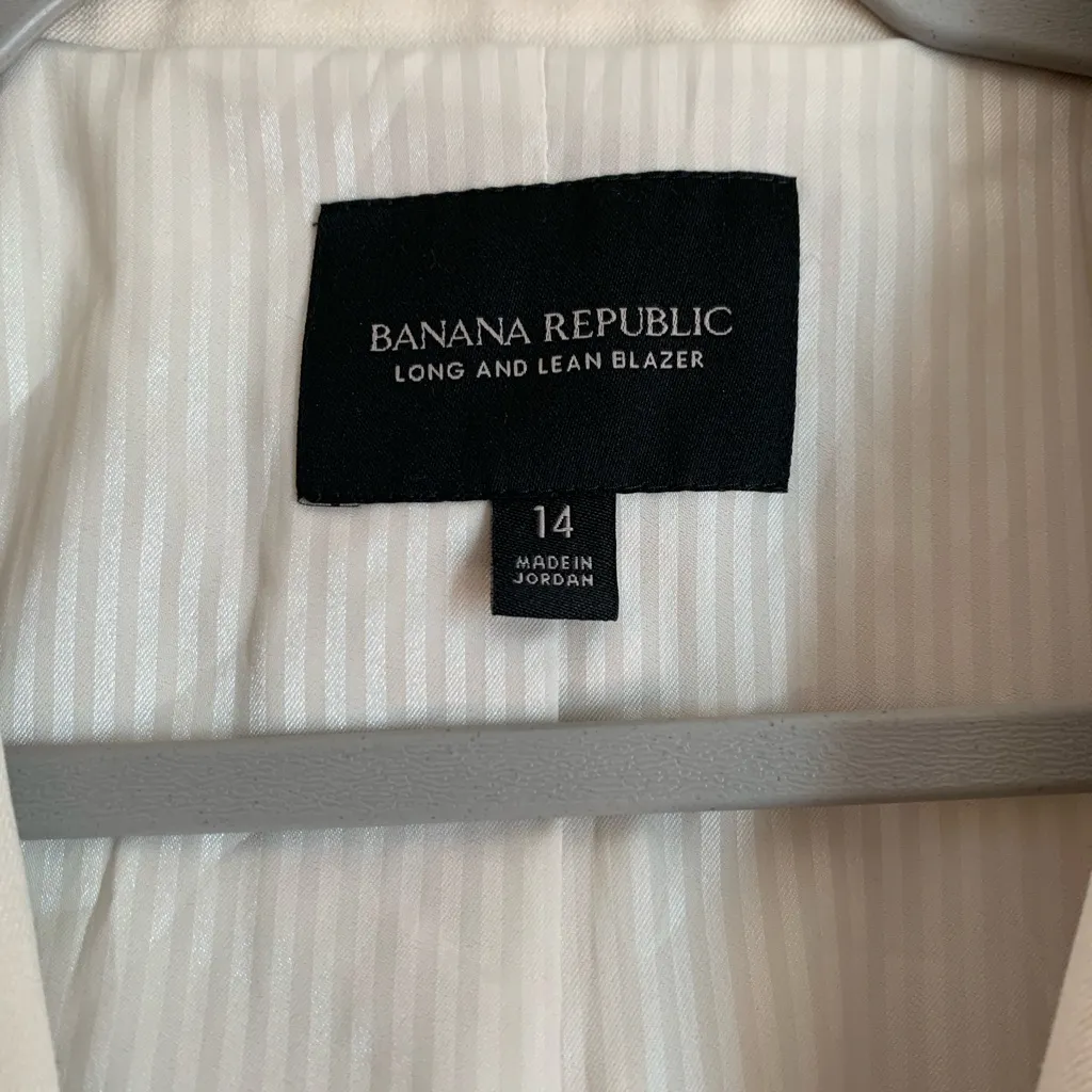 Banana Republic Long and Lean Blazer Women Coat Size 14 Cream White Formal - Image 3