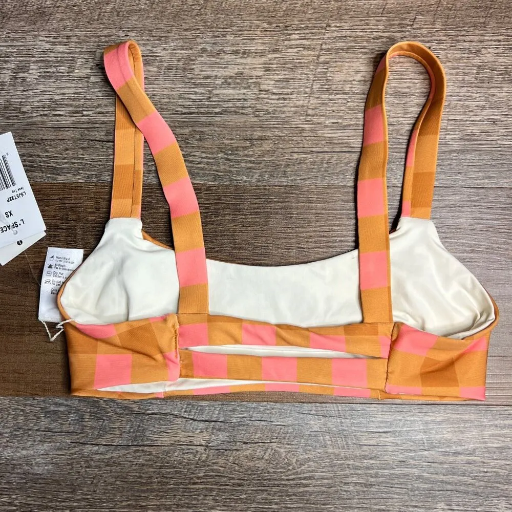 NWT L*Space x‎ Seaesta Surf Gingham Jess Bikini top Pink Tan XS - Image 7