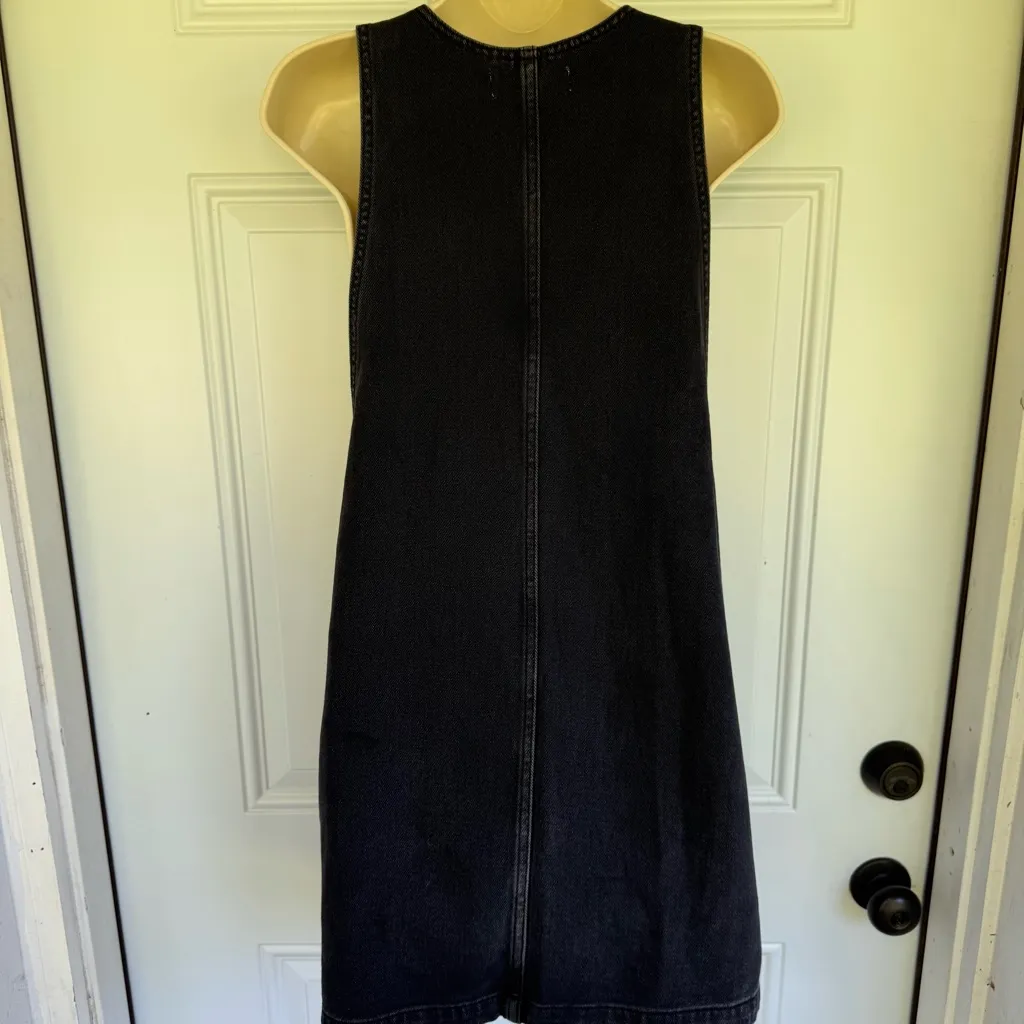 PacSun Women's Black Denim Overall Dress Small - Image 3