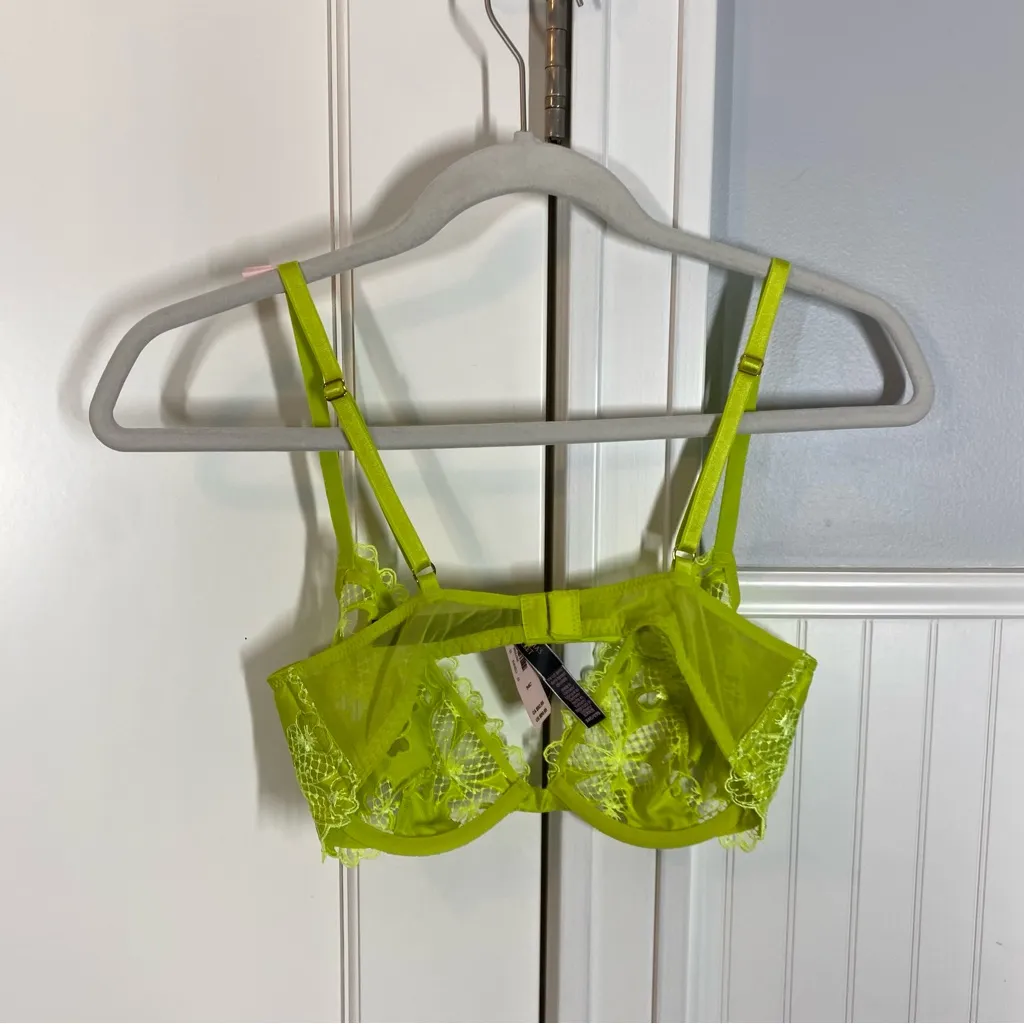 Victoria’s Secret very sexy low cut Demi bra like green sheer crochet 34C‎ NWT - Image 6