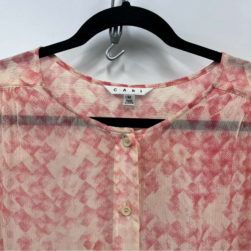 CAbi 100% silk button up Blouse sheer top STAIN size M - Image 11
