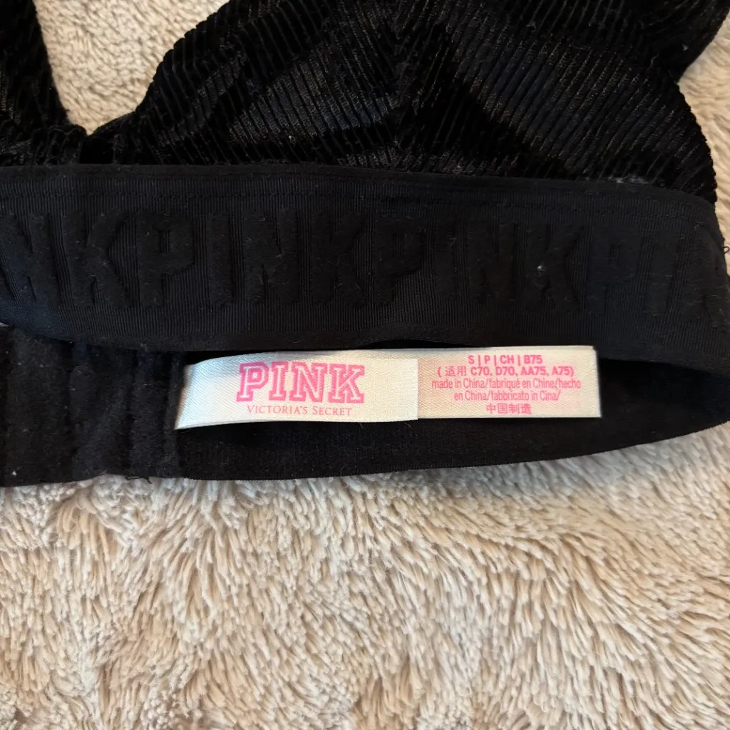 Victoria's Secret PINK Black Velvet Bralette  - Image 3