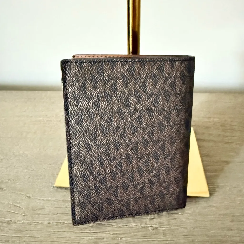 Michael Kors Jet Set Travel Passport Wallet in Brown MK Logo - Image 4