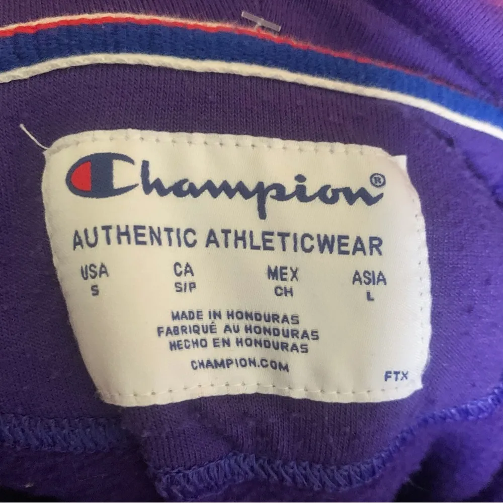 CHAMPION Powerblend Hoodie Purple w Iridescent Metallic Big C Logo S - Image 6