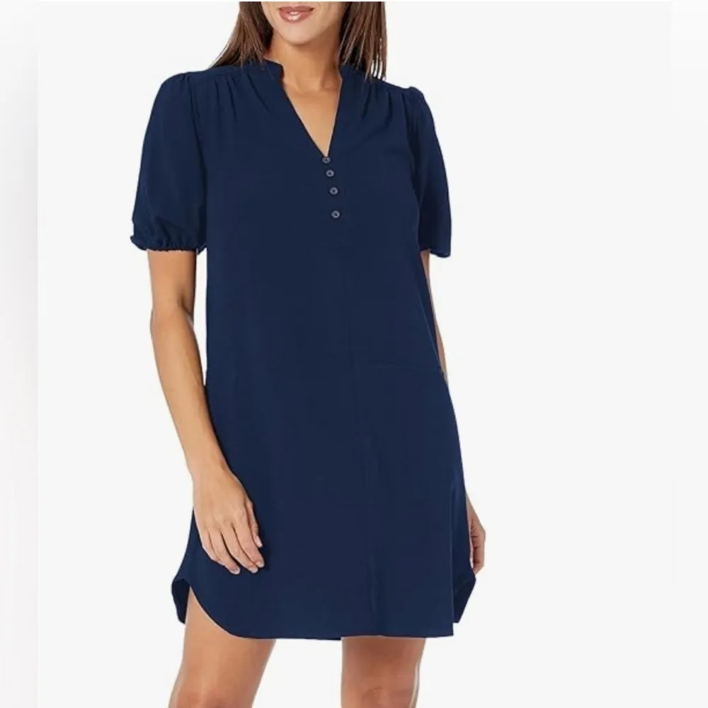 London Times Pebble Crepe V Neck Shirt Dress with Decorative Buttons Size 1X - Image 5