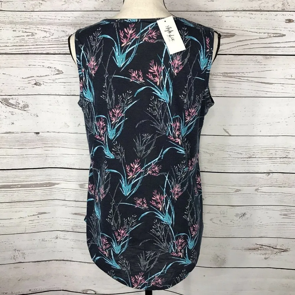 Style & Co Top Sleeveless Hi-Low Geometric Keyhole - Image 4