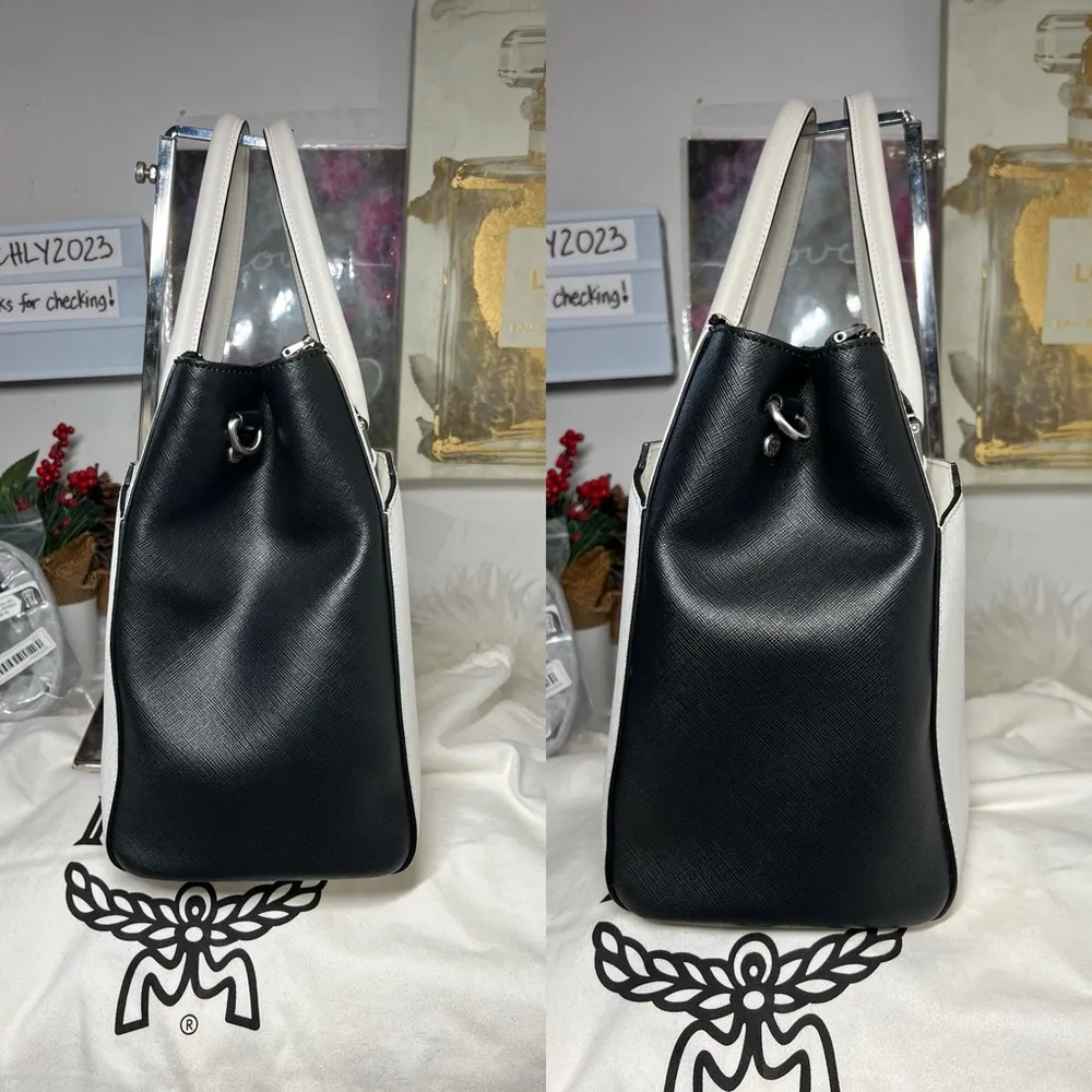 MCM Two Way Laptop/Document Bag Handbag Crossbody Saffiano Leather Excellent - Image 6