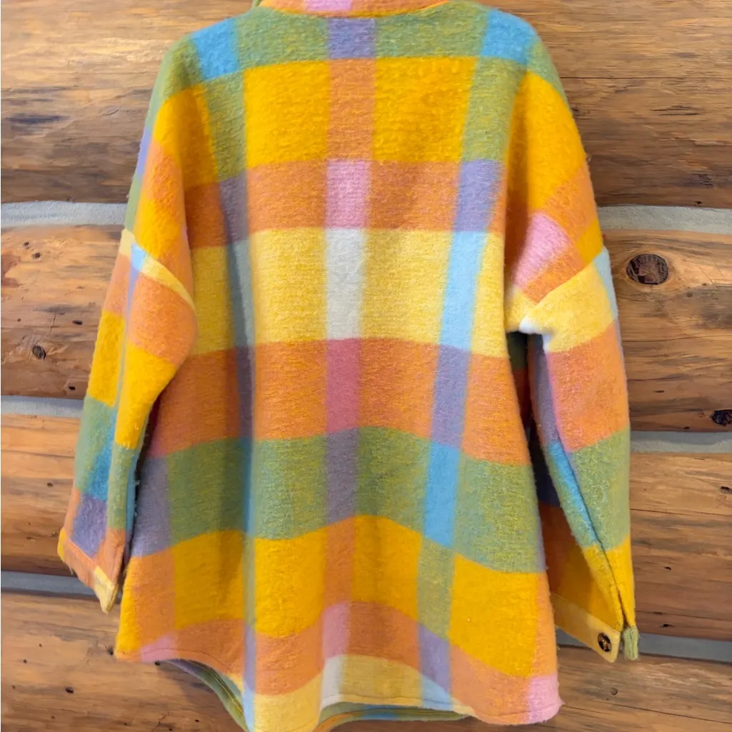 Davi & Dani Plaid Vibrant Colorful Shirt Jacket size Large Oversized Fit - Image 7