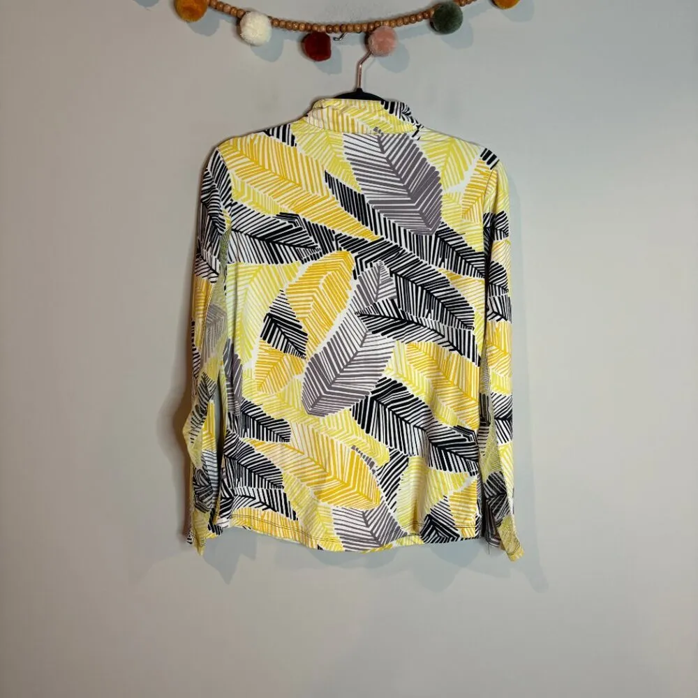 IKBUL yellow black and white patterned half zip vented golf top Size M - Image 6