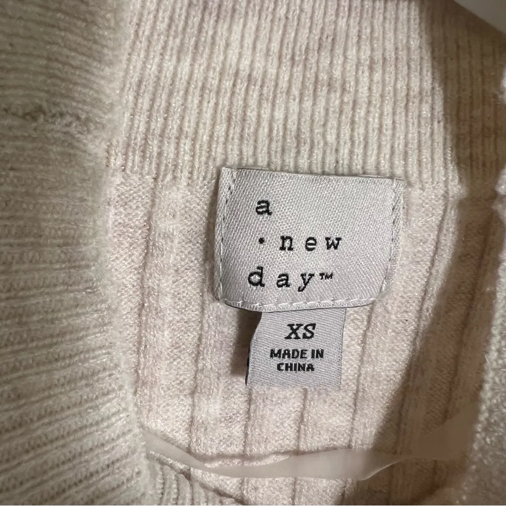 A New Day Lightweight Mock Neck Rib-Knit Sweater Soft Oatmeal XS - Image 9