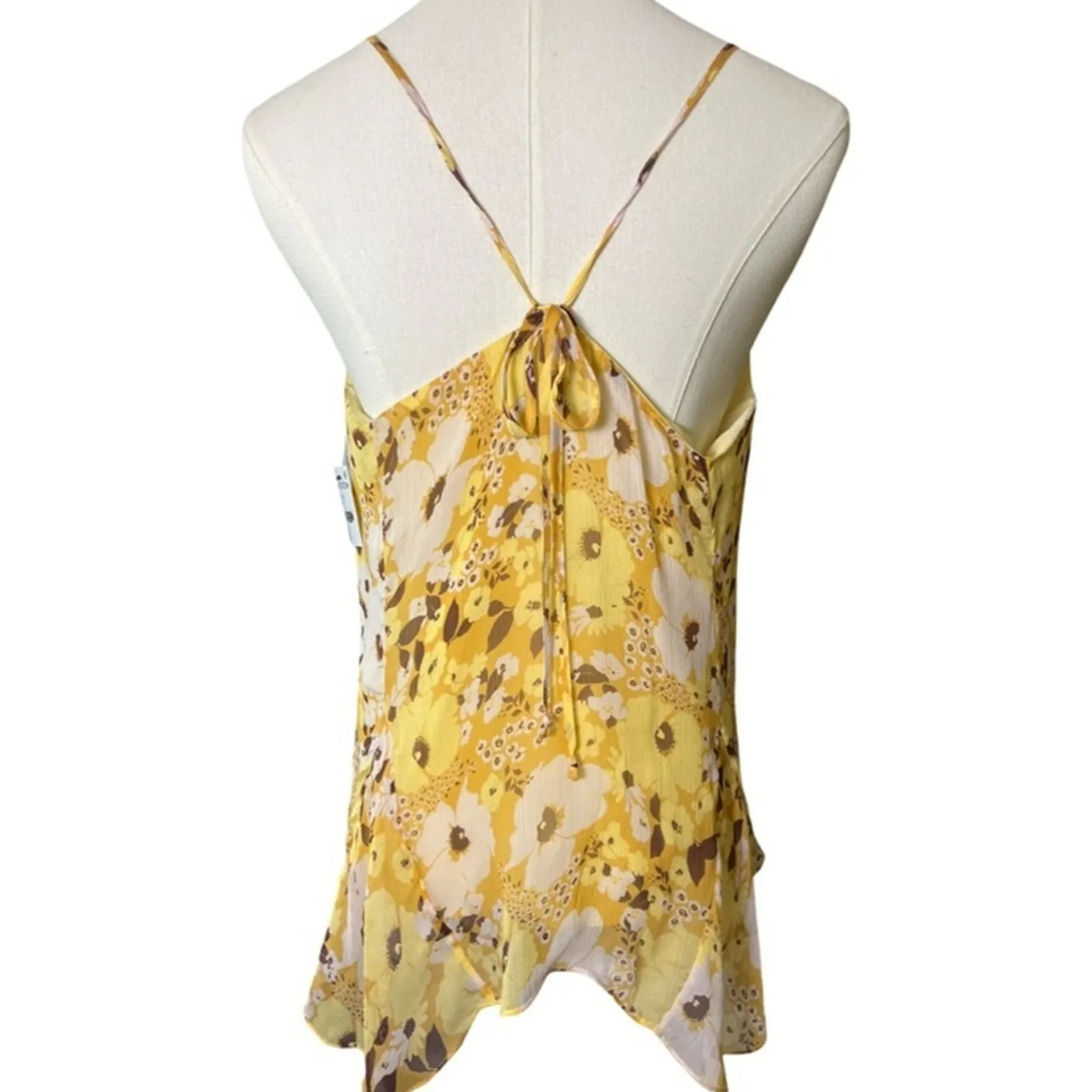Joie Amelia Floral Yellow Handkerchief Women's Silk Camisole Top Size Medium NWT - Image 7