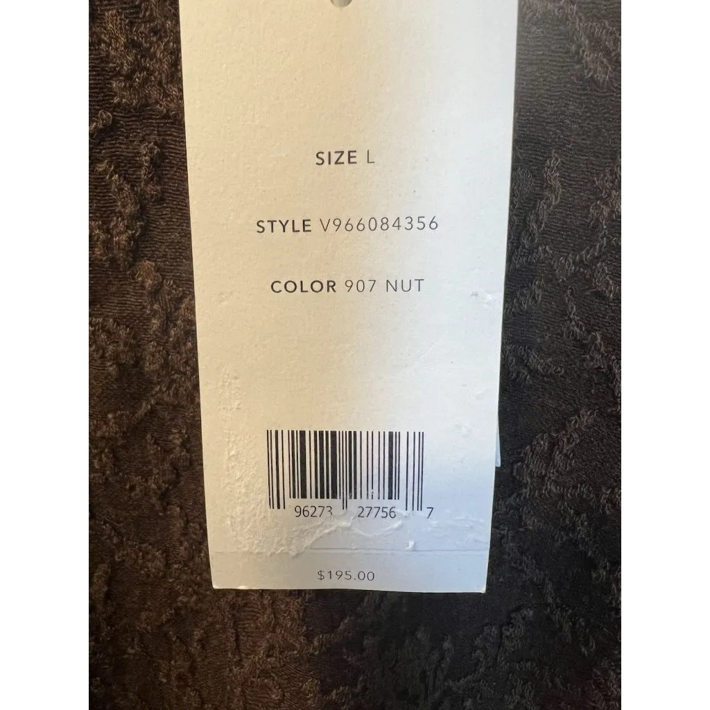 Vince Jacquard Crewneck Lace Top Large Brown Wool Blend Long Sleeve Fitted NWT - Image 5