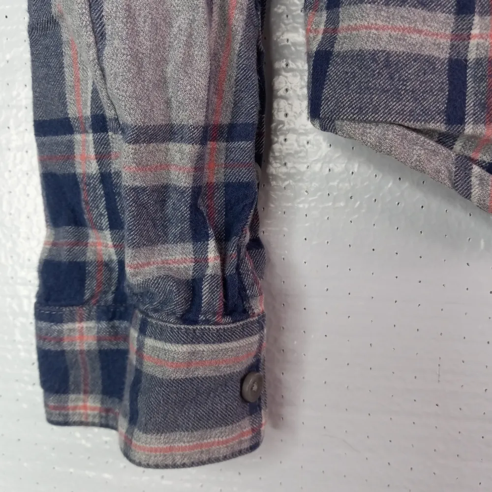 Superdry S Plaid Flat Cotton Flannel Shirt - Blue, Gray & Pink - Image 4