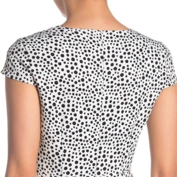 NWT Alexia Admor Dress White Black Polka Dots Cap Sleeve Sheath Women’s Size 6 - Image 8
