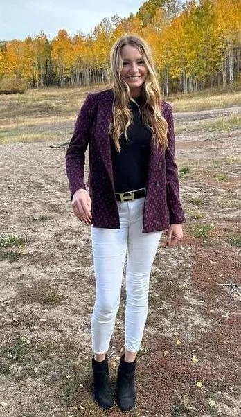 DIANE VON FURSTENBERG Red Printed Wool Blend Blazer Coat Size 6 - Image 4