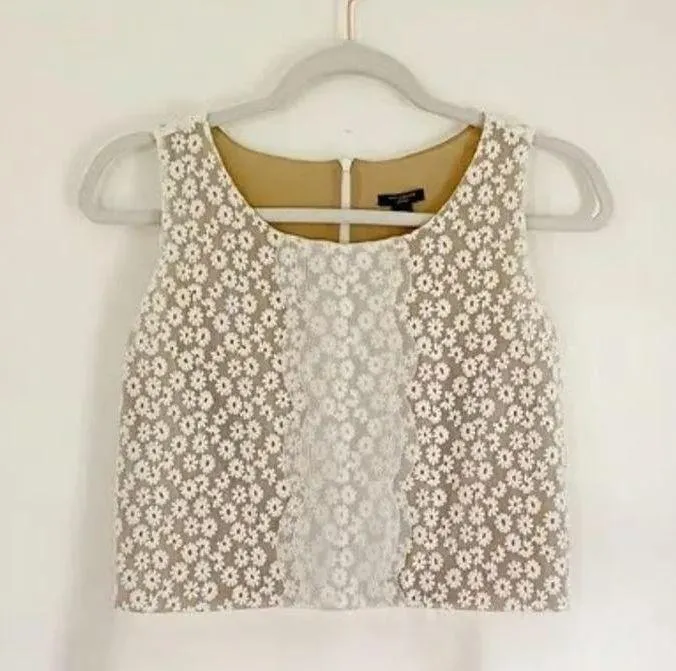 Floral Embroidered Lace Peplum Top White/Ivory Size 4P Retail $98 - Image 5