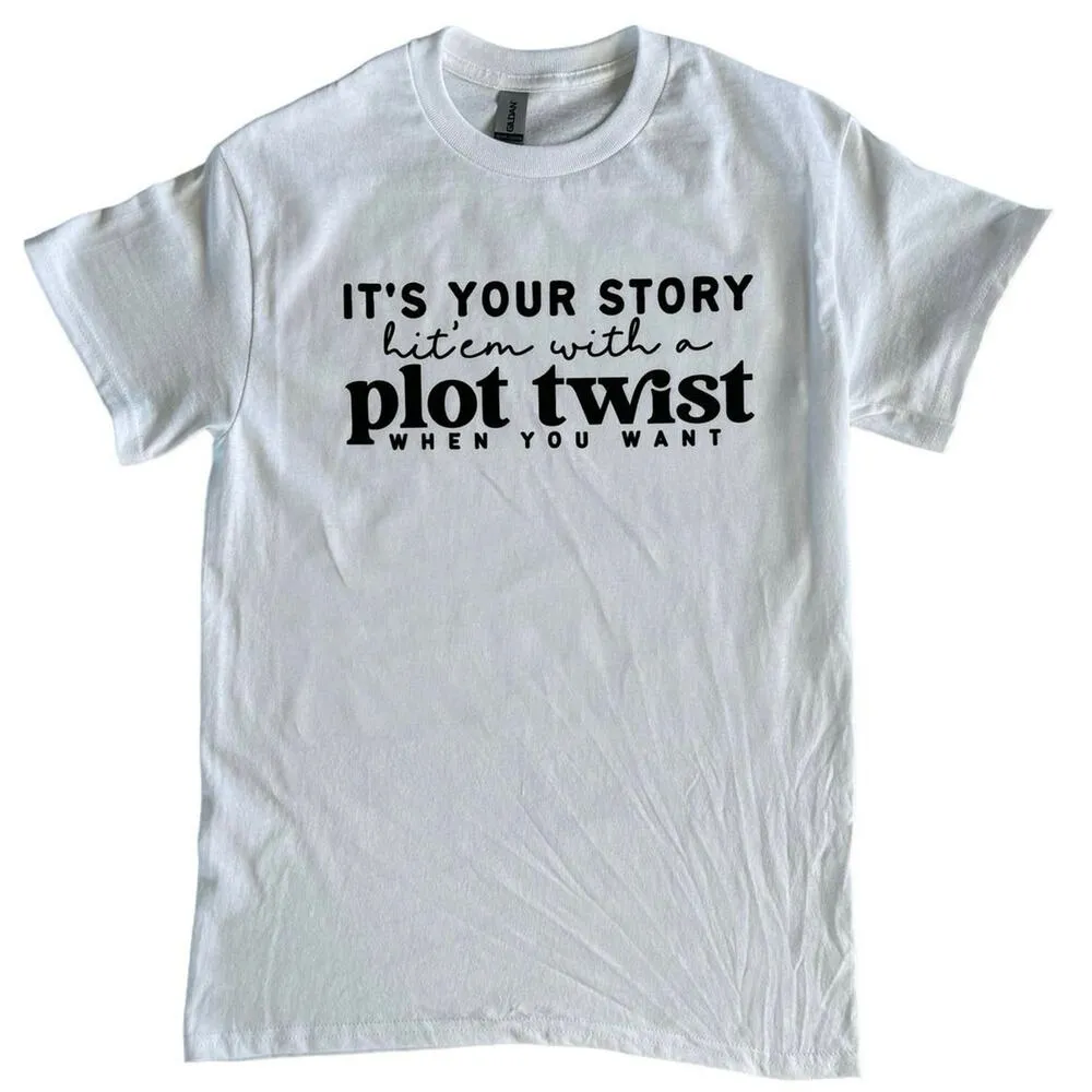 Your Story...Plot Twist Large White Short Sleeve T-Shirt Womens - Image 2