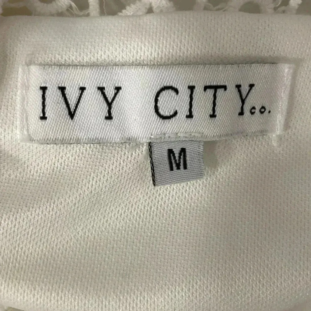 Ivy City Co Whimsical White Tiered Lace Dress Medium Wedding Fairy Modest Bridal - Image 6