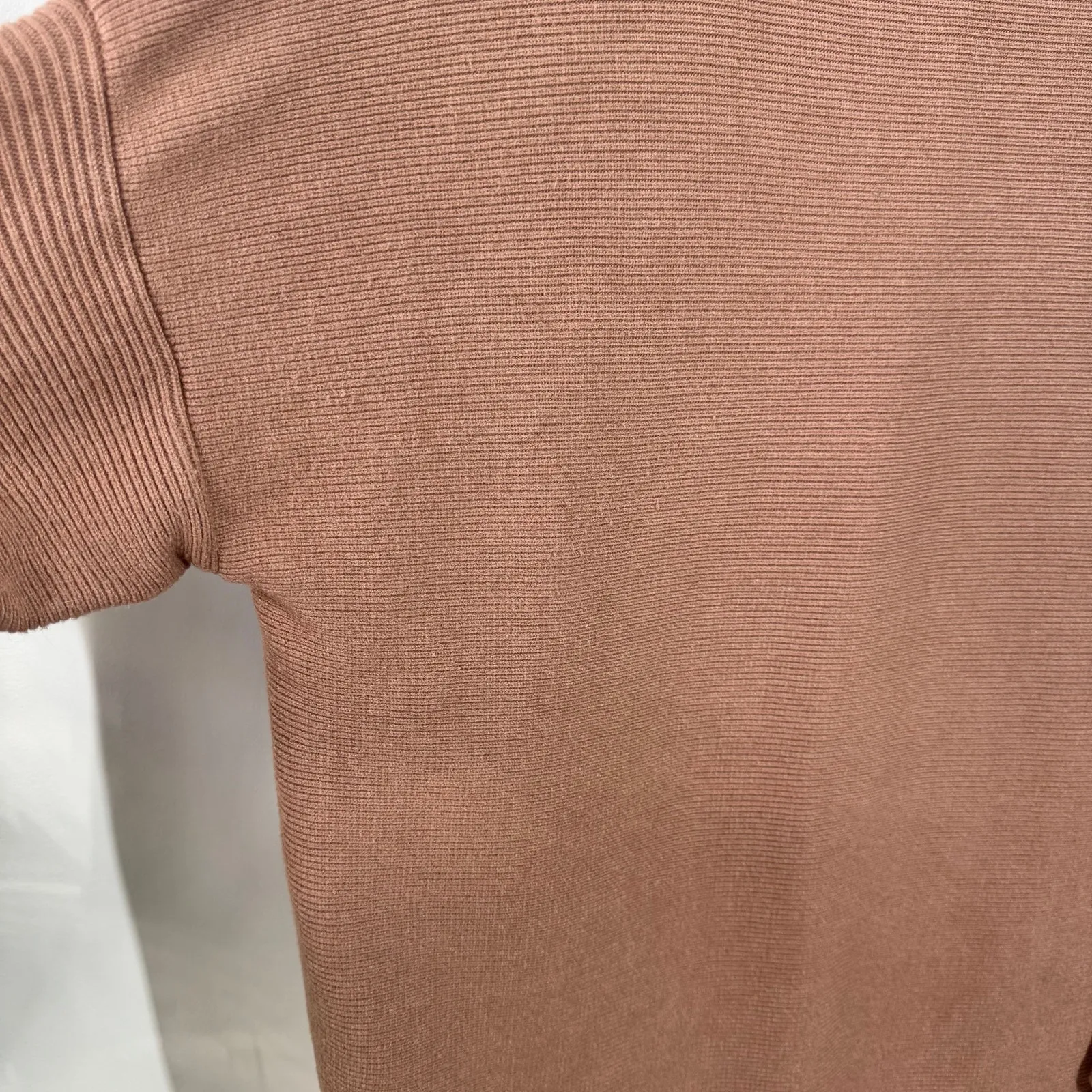 Womens Sweater L Tan Brown L Oversized Mock Neck Dolman Sleeve Minimal Modest Size L - Image 7