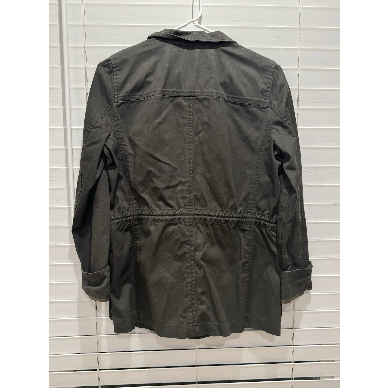 J Crew Relaxed Boyfriend Women's‎ Cotton Field Army Green Barn Coat Jacket XS - Image 9