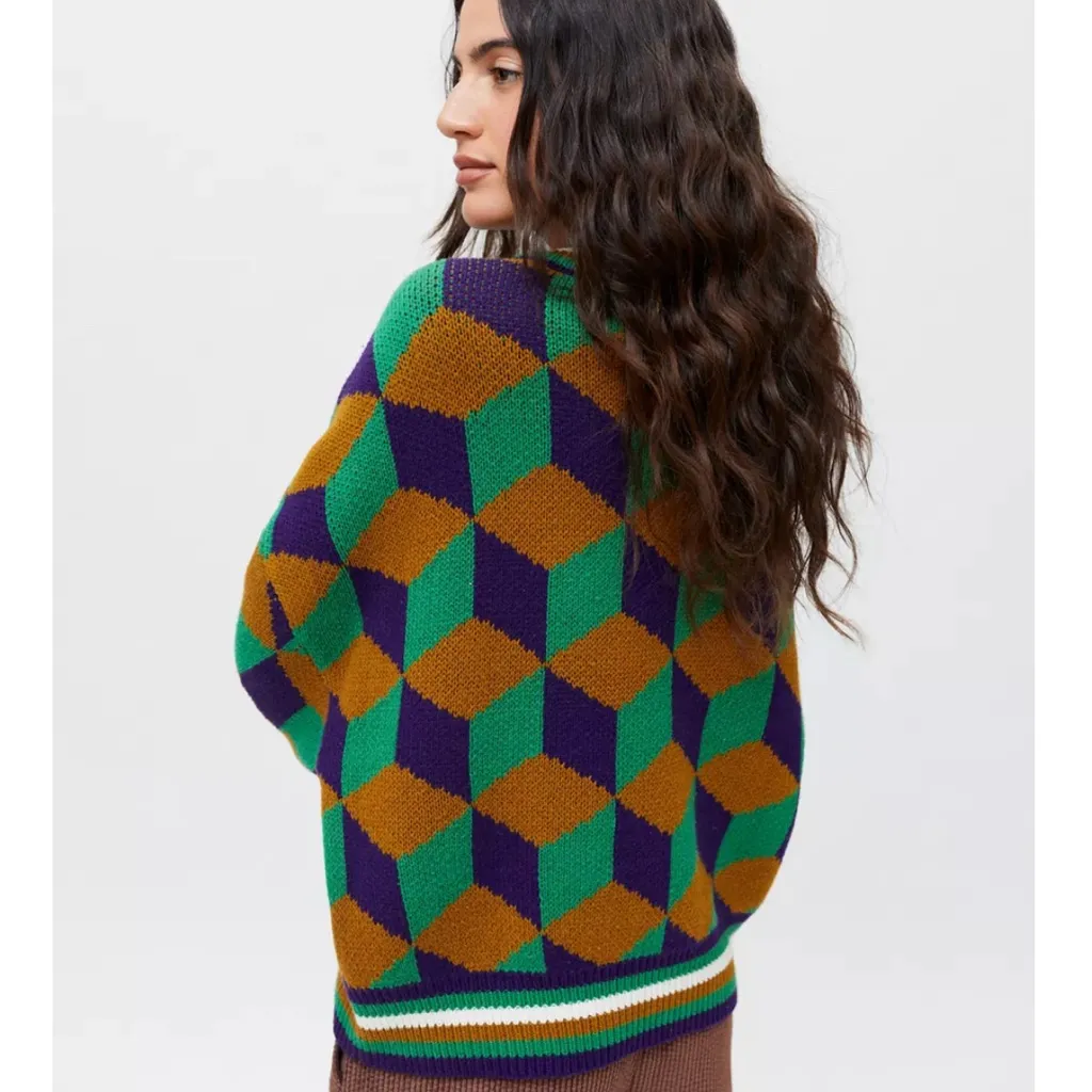 BDG Marri Geo Jacquard Ski Sweater Chunky Knit Oversized Cotton Blend Size Small - Image 3