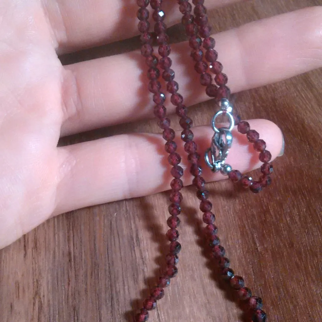Mozambique Garnet Stainless Steel Beaded Necklace - Image 9
