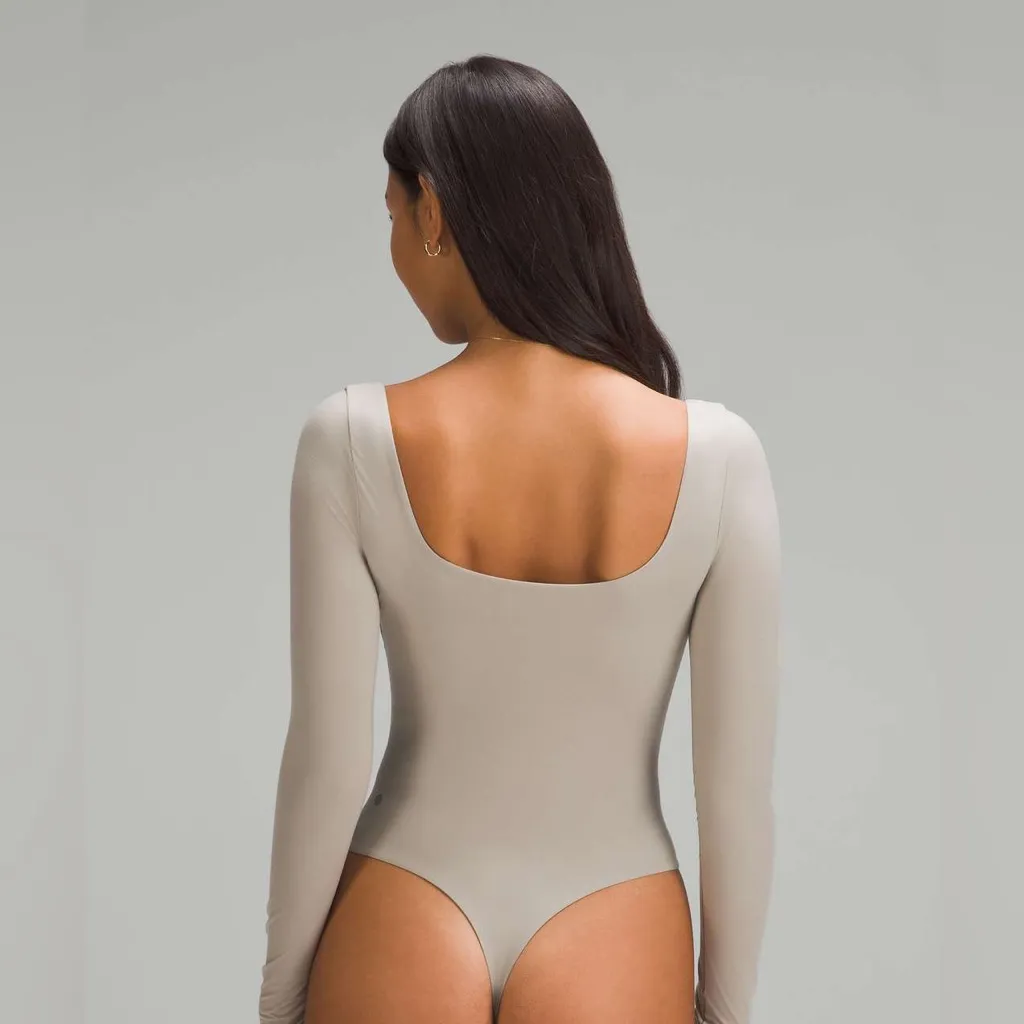LULULEMON Wundermost Ultra-Soft Nulu Square-Neck Long-Sleeve Bodysuit Size M - Image 5