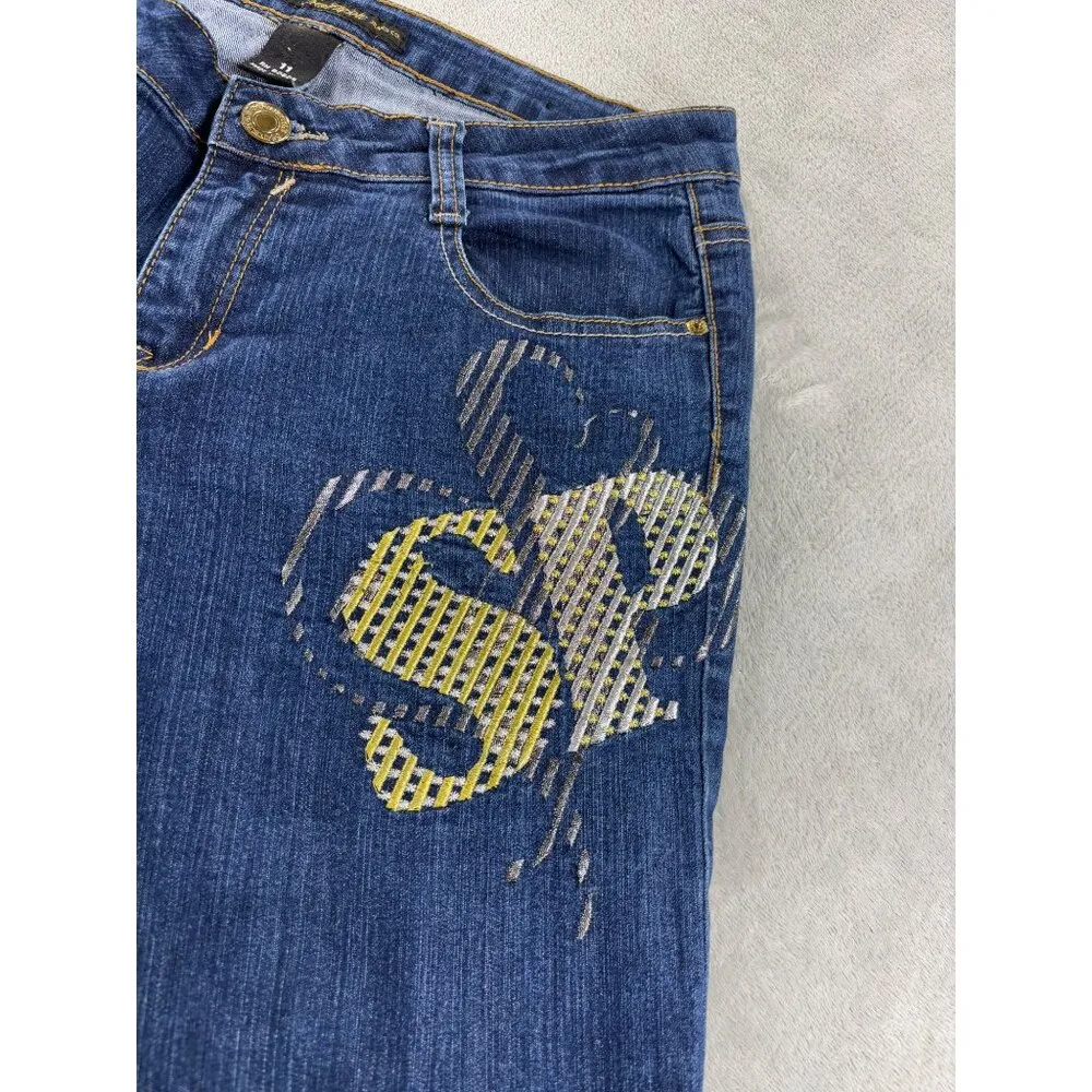 Southpole Womens Blue Jeans Size 11 Embroidered SP Mid-Rise Straight Leg Denim - Image 5