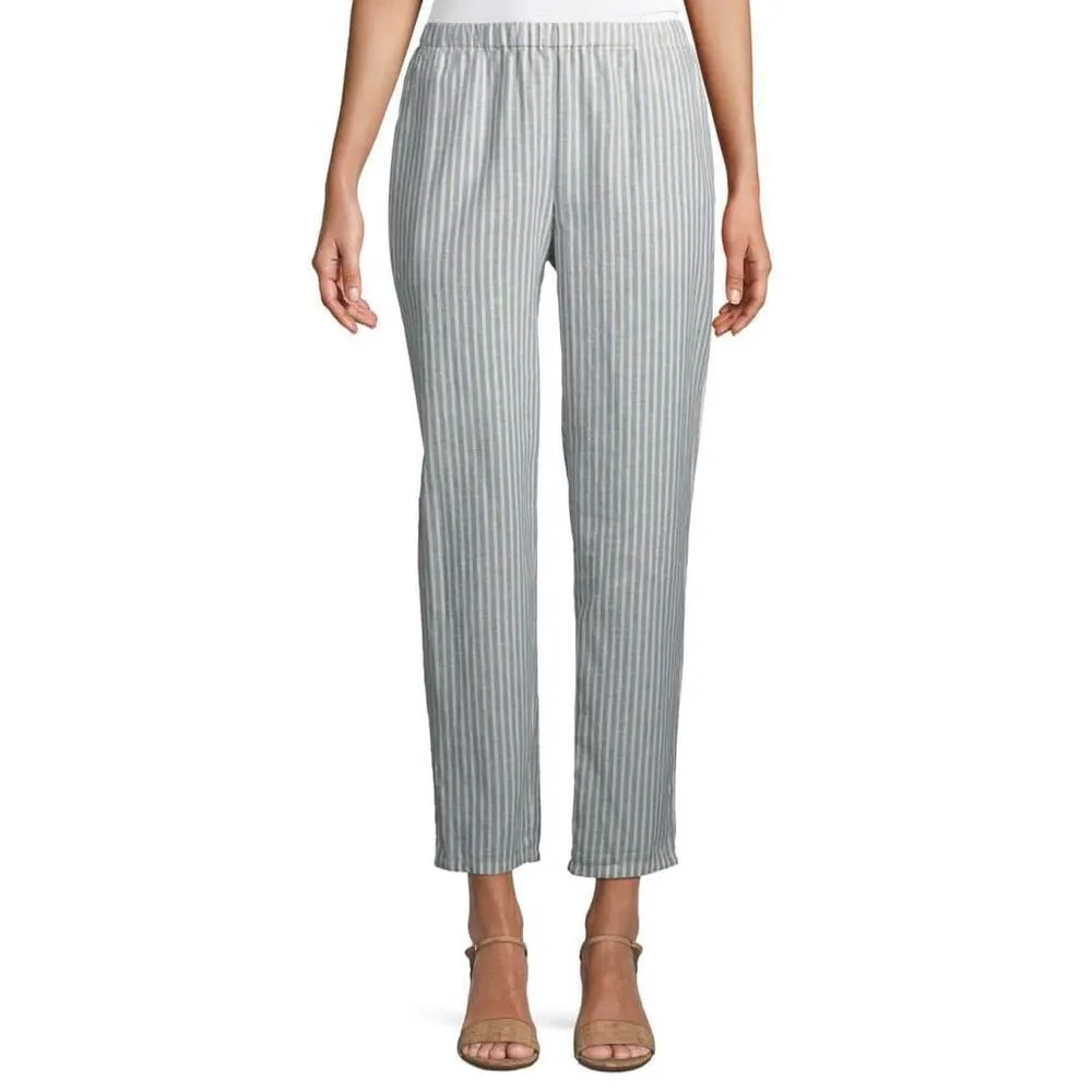 ✨Eileen Fisher Striped Hemp-Blend Relaxed-Leg Ankle Sz Large Pants✨ - Image 5