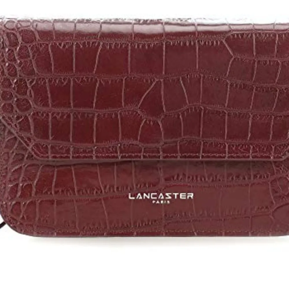 đź’•LANCASTER PARISđź’• Exotic Croco Leather Clutch ~ Bordeaux NWT Brown - Image 2