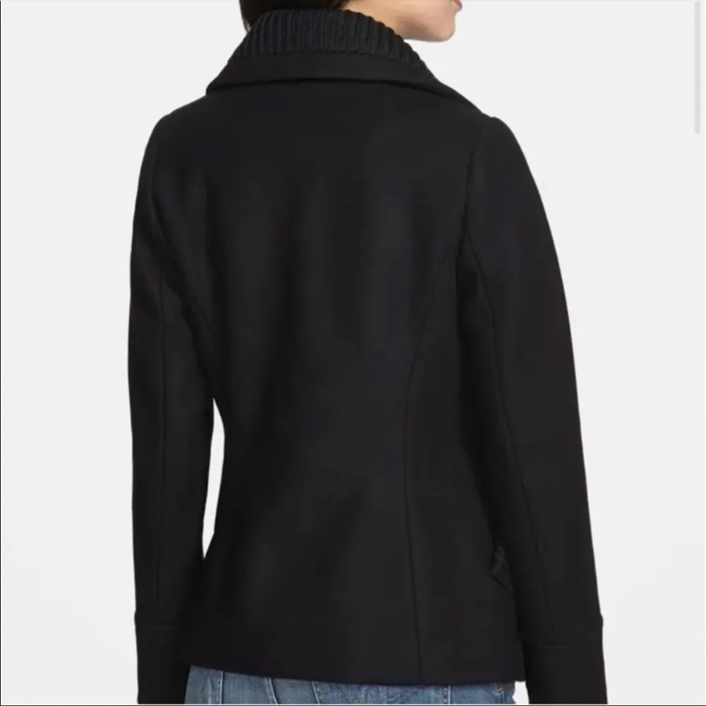 NEW Trina Turk Wool‎ Double Breasted Pea Coat Black - Image 2