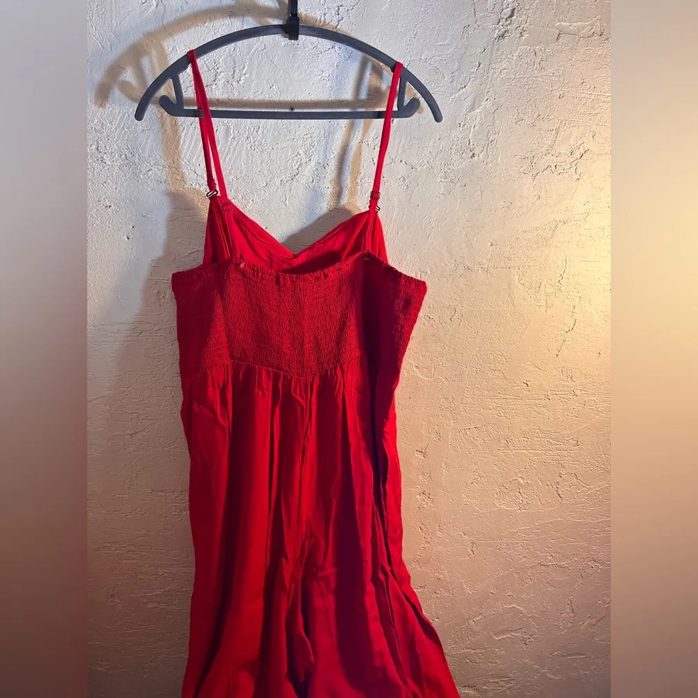 Knox Rose NWT Red Jumpsuit wide leg pockets flowy lightweight summer resortwear - Image 9