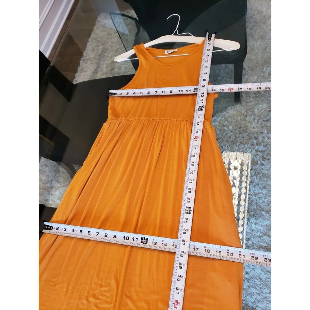 Lala Bee Womens Brown Solid Viscose Round Neck Sleeveless Long Maxi Dress Medium - Image 12