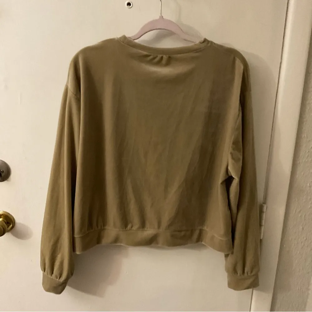 Brown Crew Neck Velour Feel Sweatshirt Size L - Image 4