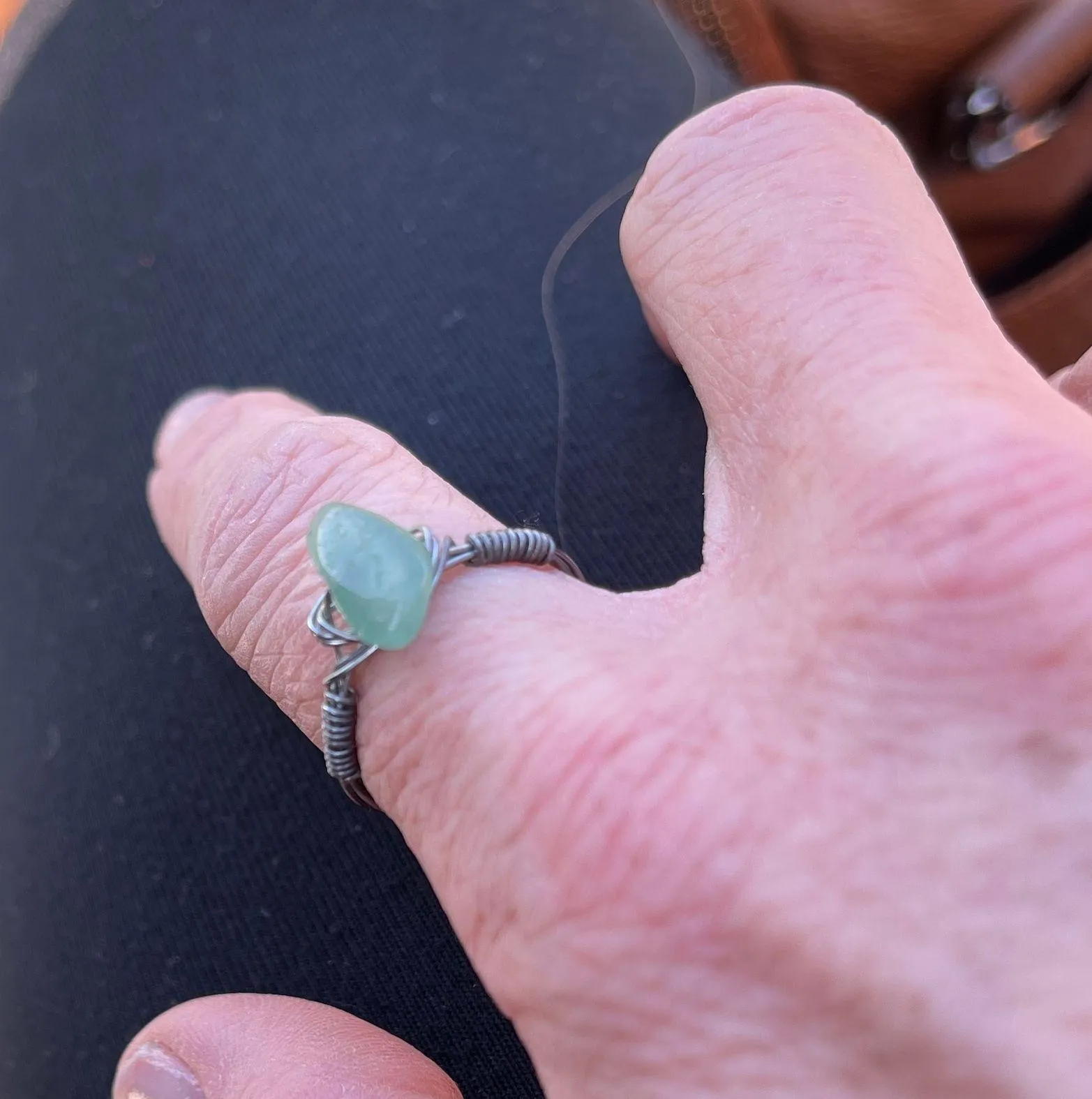 Wire Ring Green Stone (Custom Size To Order) - Image 5
