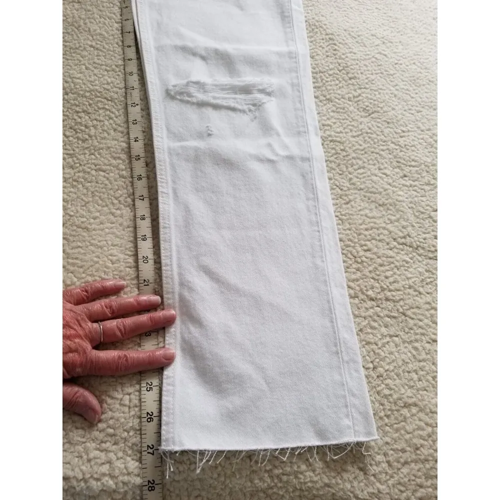 70s Stove Pipe High Rise Jeans White Destroyed Straight Leg Womens Sz 26 - Image 12