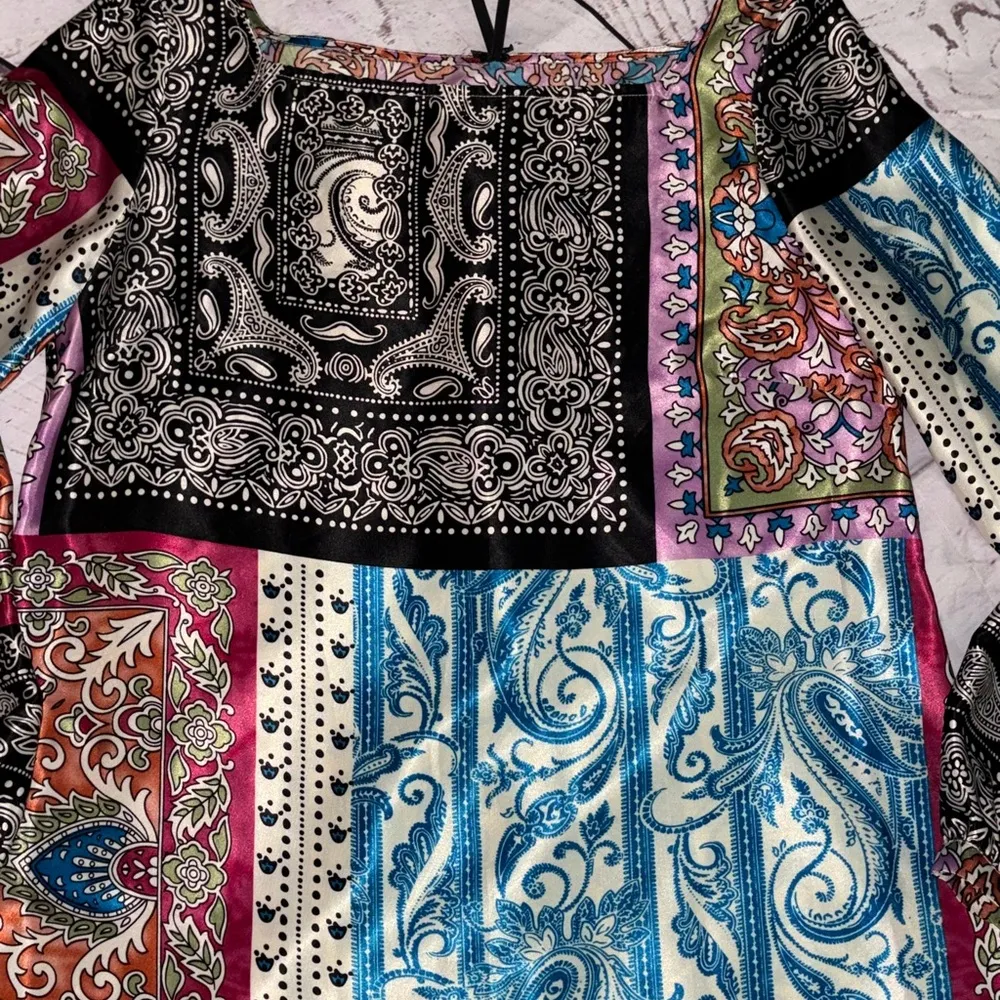 LAPIS SMALL Colorful Paisley and Floral Long Sleeve Dress - Image 5