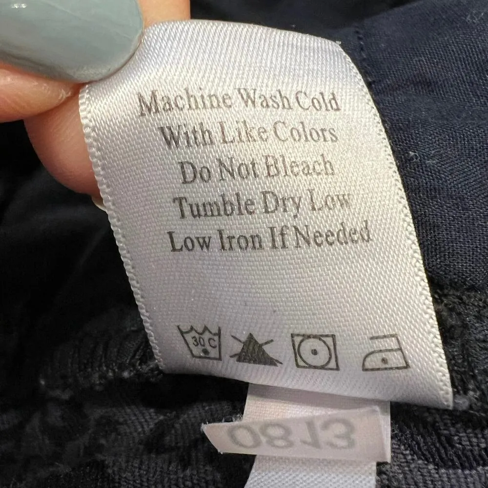 Coldwater Creek Natural Fit Navy Blue Jacqard Pants Size 14 Brocade Look - Image 11